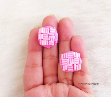 Hand Embroidered Designer Pink Buttons